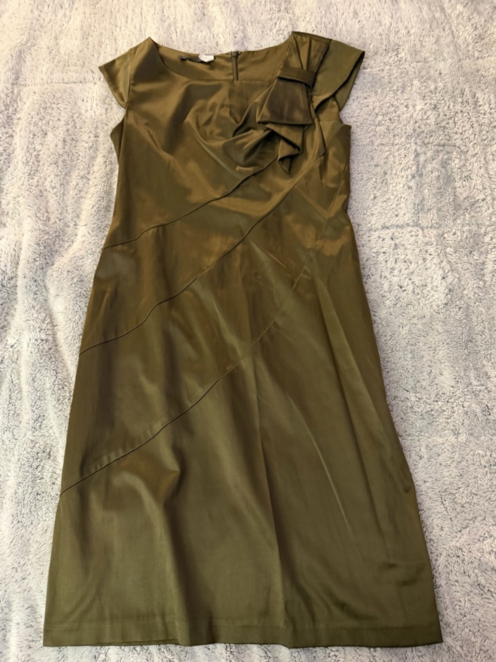Maurice’s Olive Green Ruffle Accent Cap-Sleeve Dress